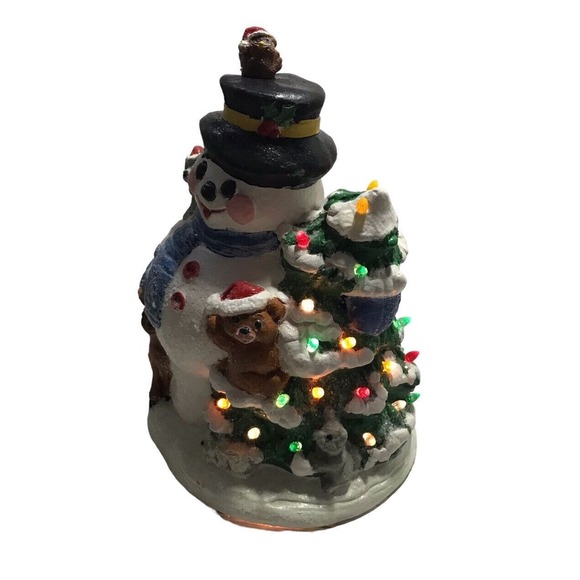 Vintage 92' Will E. Melts Hand Painted Ceramic Light-up Snowman Christmas Decor - Picture 5 of 7